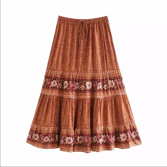 Boho floral gypsy skirt print maxi long blue - Picture 14 of 14